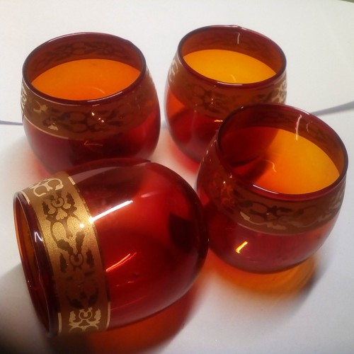 Gläser orange mit goldrand - 4,